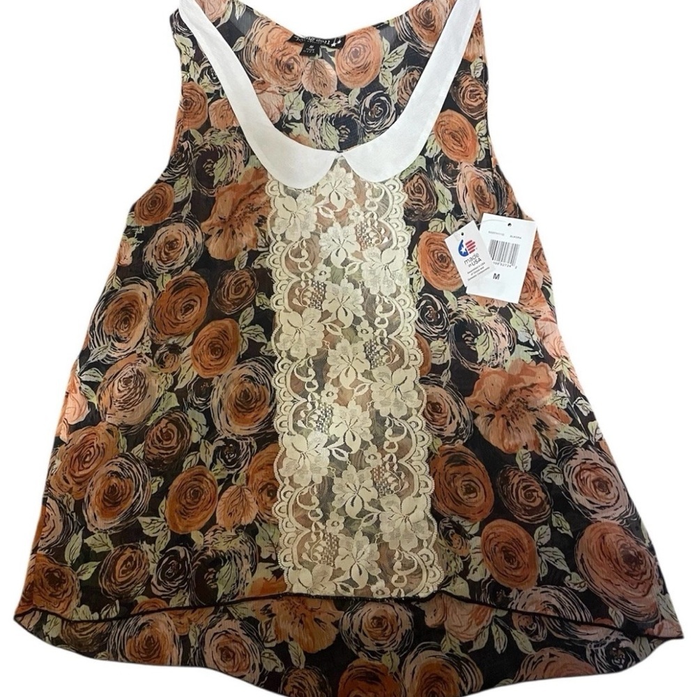Living Doll Collared Romantic Lace Tank Blouse - NWT